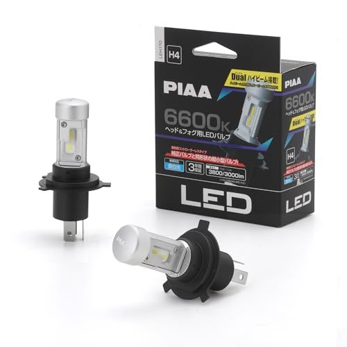 PIAA(ピア) 車用 バルブ ヘッドライト/フォグライト用 LED 6600K 〈コントローラーレスタイプ〉 12V 18/18W Hi3800/Lo3000lm H4 3年保証 車検対応 2個入 LEH170as