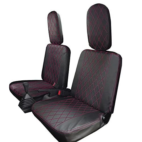 ボンフォーム(BONFORM) ダイハツ S500P/S510P ハイゼットトラック専用(H26.9～) ソフトレザー ダイヤキルトデザイン シートカバー 黒レザー＆赤ステッチ【軽トラック車1台分セット】as