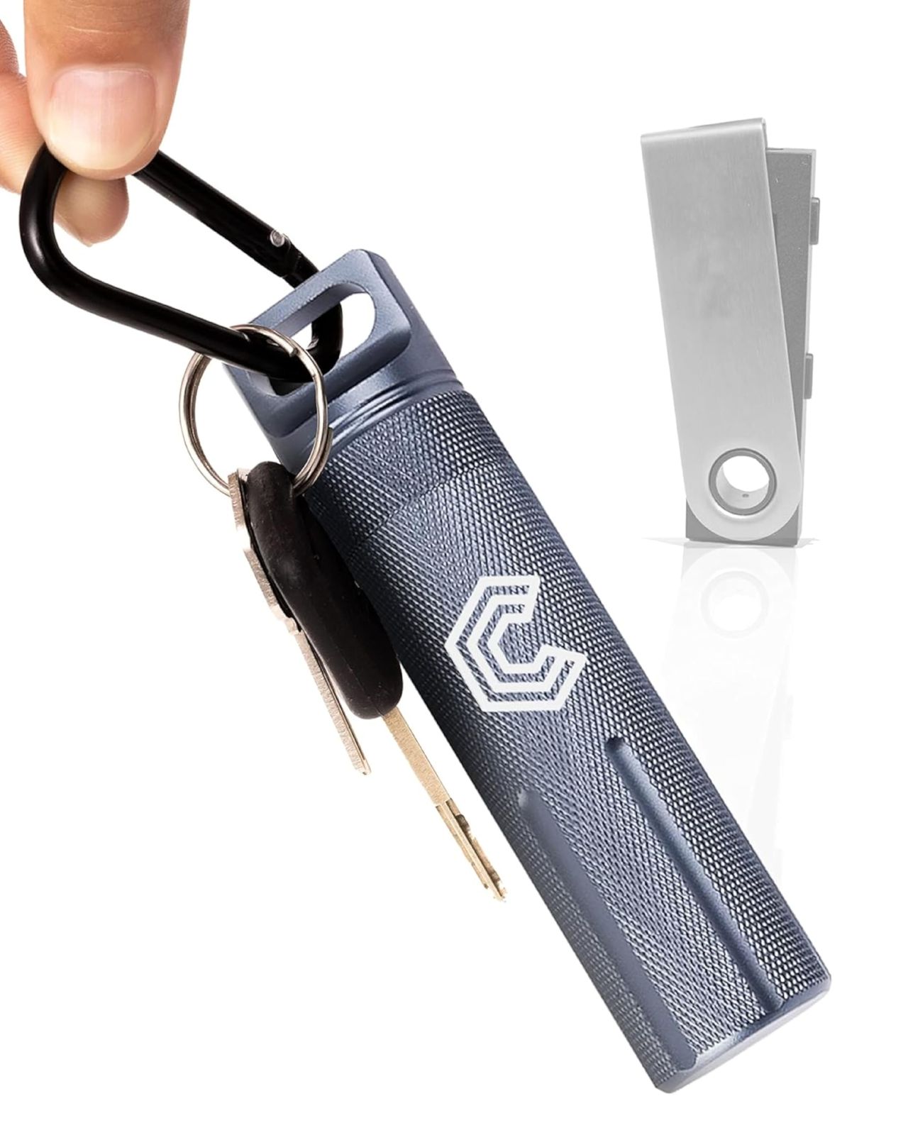 CryptoPod Ledger Nanoケース - Nano S/X/S Plus & Yubikey USB対応 - アルミニウム合金 耐火性 & 防水 - 暗号通貨デバイスストレージ用の保護コールドウォレットストレージ(シルバー) [シルバー]