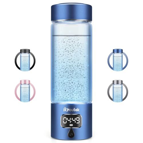 水素水生成器、5000PPB携帯式水素水 高濃度、水素イオンモード二つ付き、SPE PEM技術、LEDタイマーディスプレイ、オフィス、日常飲用、アウトドア水素水サーバー (ロイヤル ブルー, 340m'l)/ d969d0d7