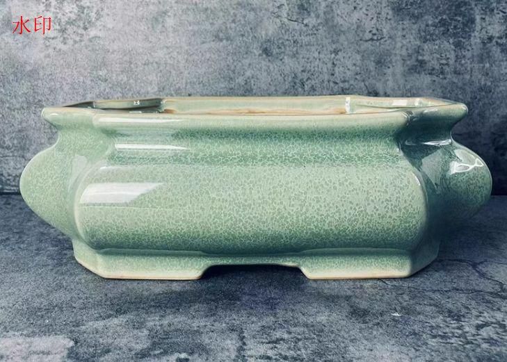 緑紋八角鉢 盆栽鉢 植木鉢 小品盆栽鉢 大品盆栽鉢