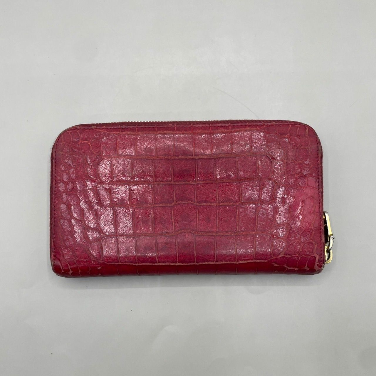 良品 MIU MIU ミュウミュウ 長財布 ラウンドファスナー クロコ型押し