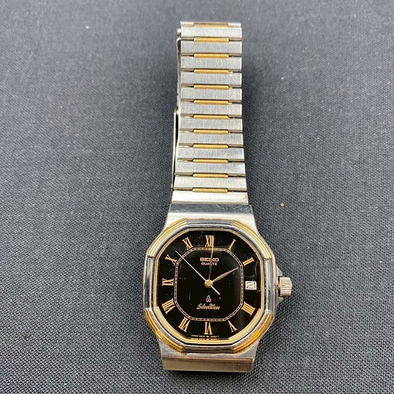 希少/稼働品】SEIKO SilverWave 腕時計 オクタゴン 黒文字盤 デイト