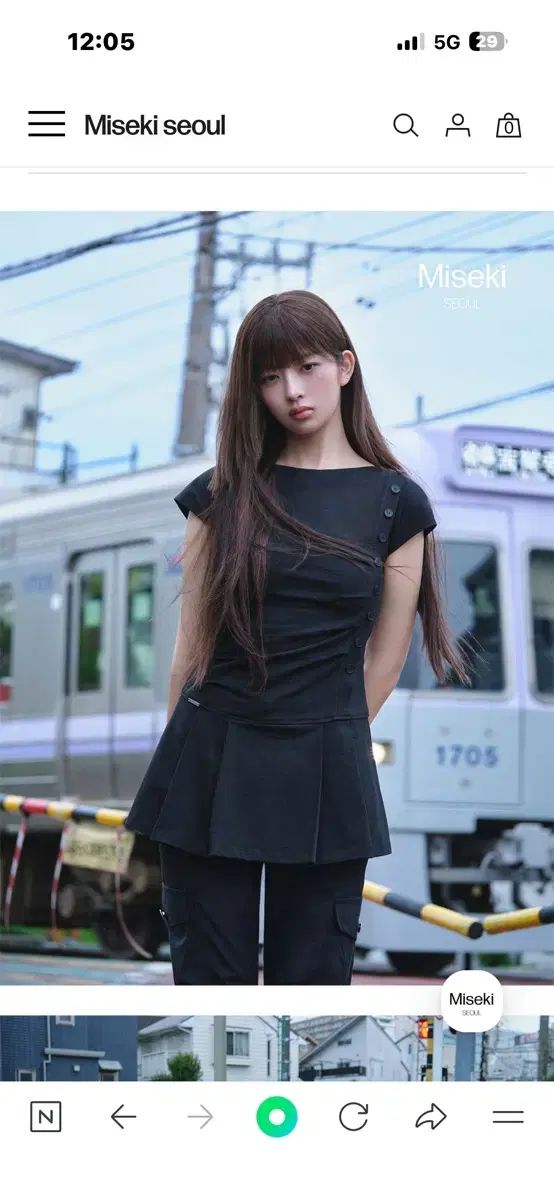 ミセキ ソウル Pleats button mini onepiece BLACK