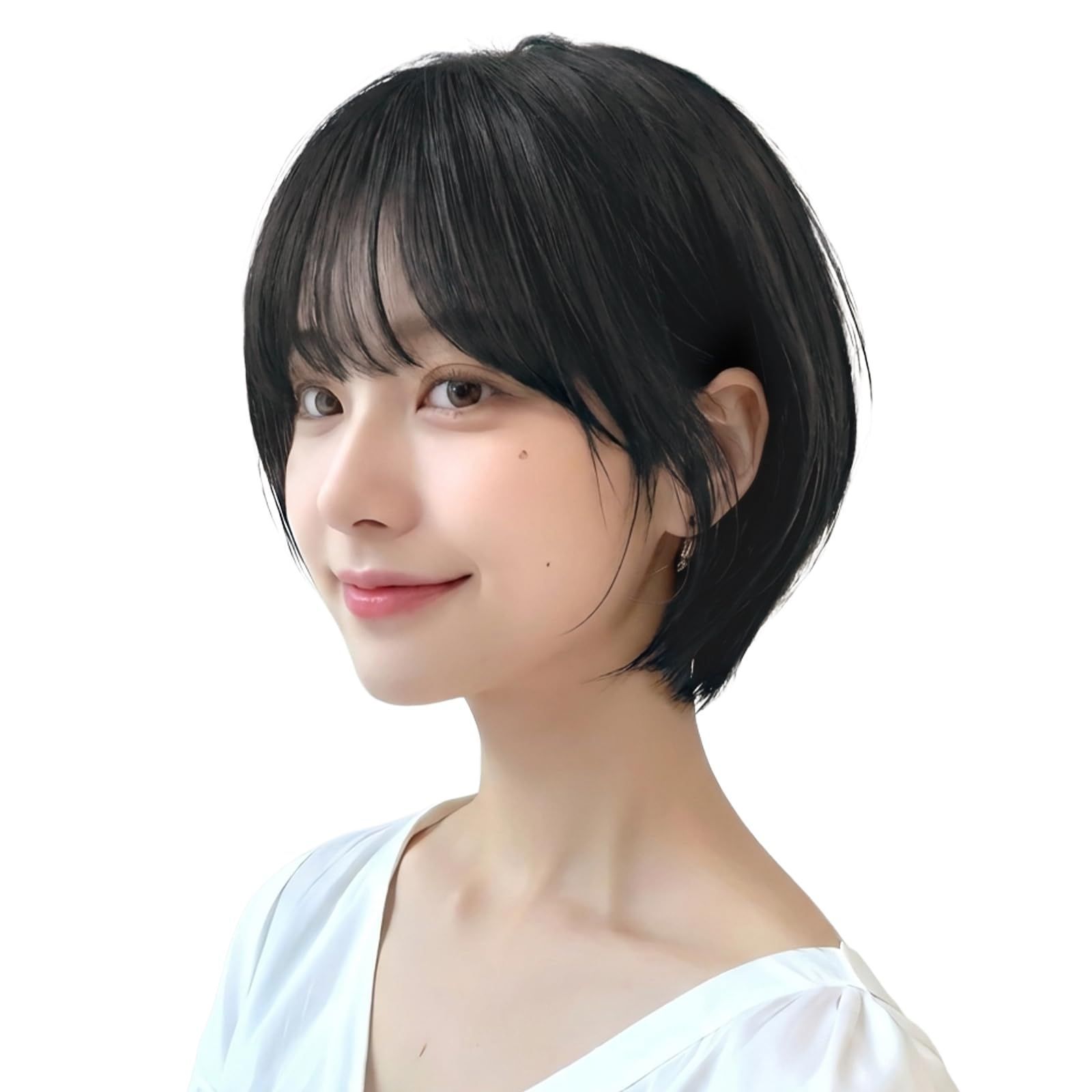 前髪カツラ ボブ 医療用ウィッグ ショートウィッグ かつら 人毛ミックス 女性 ウィッグ 自然 KOME