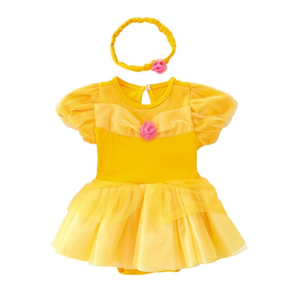 新品 [Dressy Daisy] 赤ちゃん 女の子 ロンパース ベル コスチューム ベビー 黄金のプリンセス物語 衣装 プリンセス ドレス ハロウィン 仮装 ヘアバンド 付き イエロー サイズ 18～24ヶ月 95