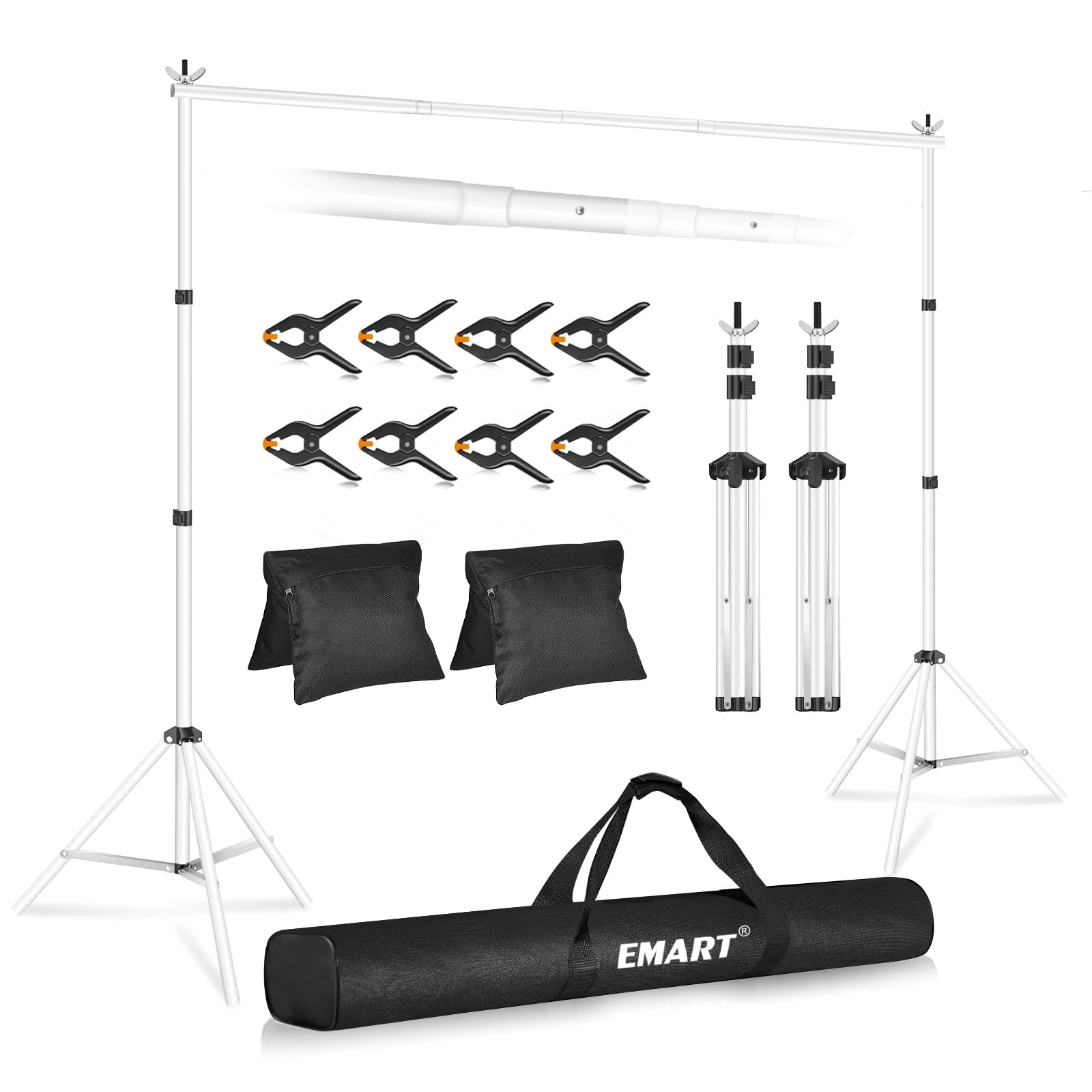 新品 EMART 背景スタンド 撮影スタンド 200x300cm ホワイト 幅、高さ調節可能 背景布/グリーンバックスタンド 生放送、web会議、ビデオ通信、動画などに適用 グリーンバック、背景紙、クロマキー合成、テレワーク、オンライン授業、オンライン飲み会な