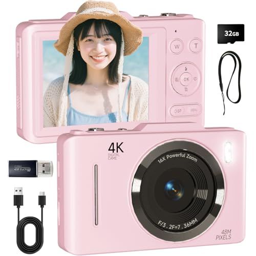 SRVR デジタルカメラ 4K 4800万画素 メモリーカード付属（32GB Micro SDカード＆ストラップ） プロ仕様の4K動画と48MP高精細写真を撮影可能 デジタルカメラ｜OTG対応でスマホへの直接転送が瞬時｜初心者向け安心のオート 775f6189