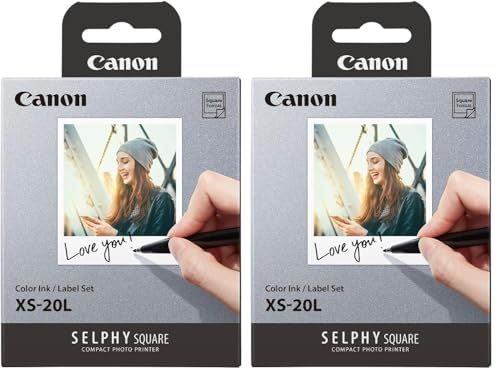 キヤノン Canon SELPHY SQUARE QX10/QX20用カラーインク/ラベルセット XS-20L (× 2)/ 01077b5d