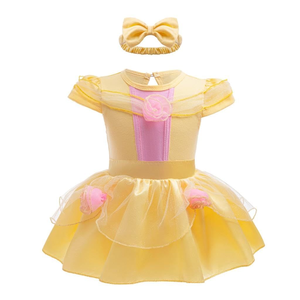 新品 [Dressy Daisy] ベイビー 女の子 黄金のプリンセス コスプレ ロンパース ドレス ヘッドバンド付き サイズ 18?24ヶ月