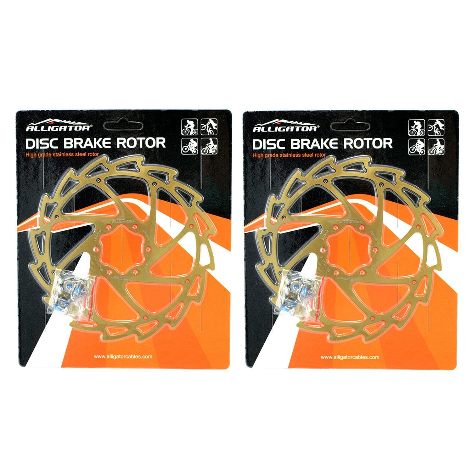 新品 ALLIGATOR Brake WIND-CUTTER MTB Road Bike Disc Brake Rotor 160mm 2PCS Ti Gold AR2402