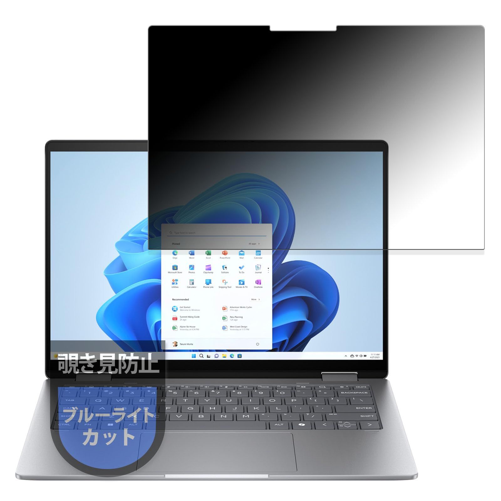 新品 MotoMoto フィルム HP Envy x360 14-fc0000( スタンダードモデル ) 用 プライバシーフィルム 覗き見防止 フィルム 反射低減 日本製