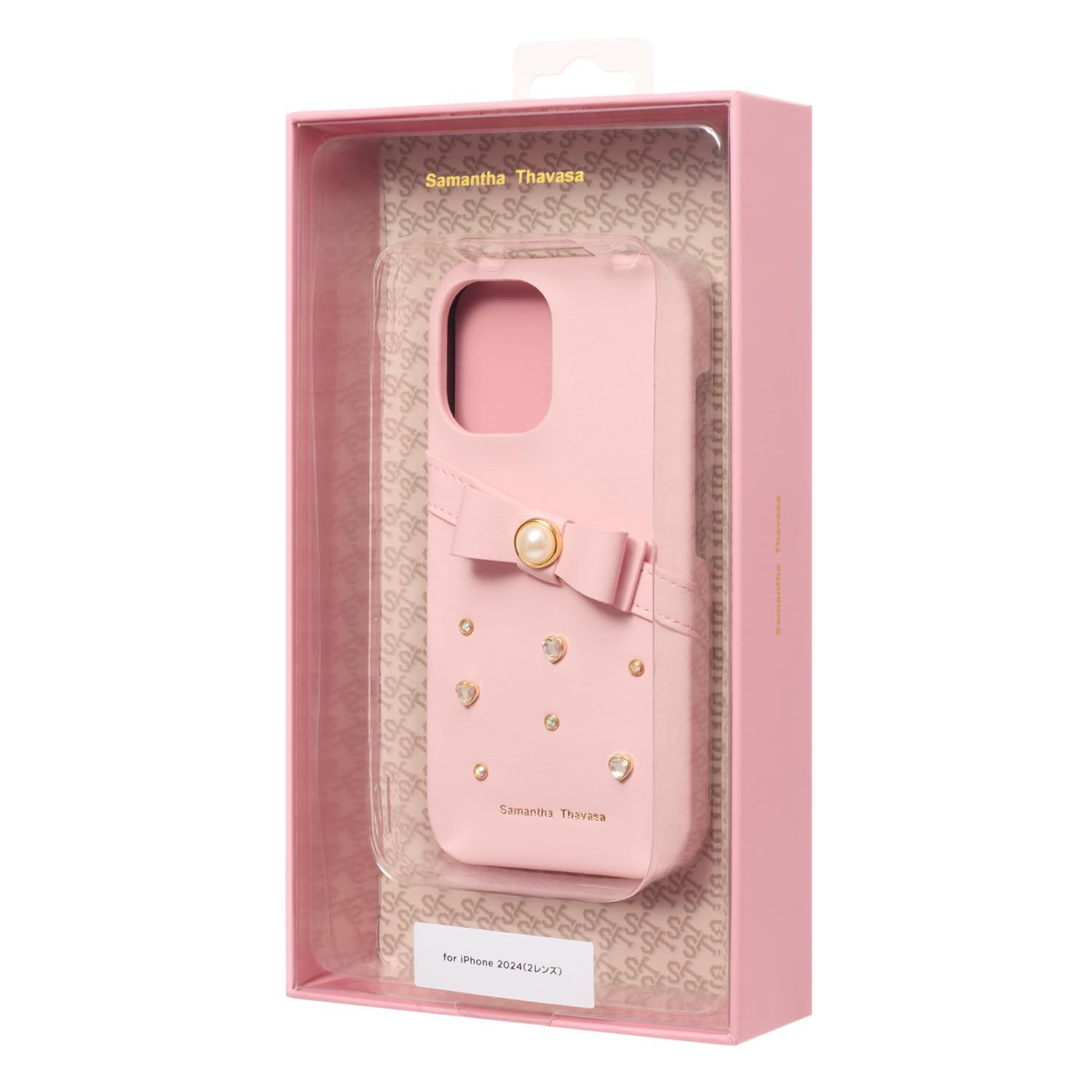 新品 [Samantha Thavasa] iPhone 16 ケース 背面型 Wrap Case with Bijou for 正規品 サマンサタバサ (Salmon Pink)