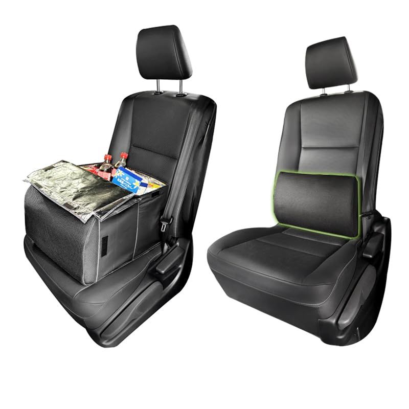 【宝島社掲載】CREAS WING 車 収納 シートボックス 腰 クッション 2WAY 助手席 荷物置き 車 収納ボックス 腰当て 折りたたみ式 大容量 シートボックス クッション付き ランバーサポート 後部座席 収納ケース【保温/保冷】クーラー機能付き as