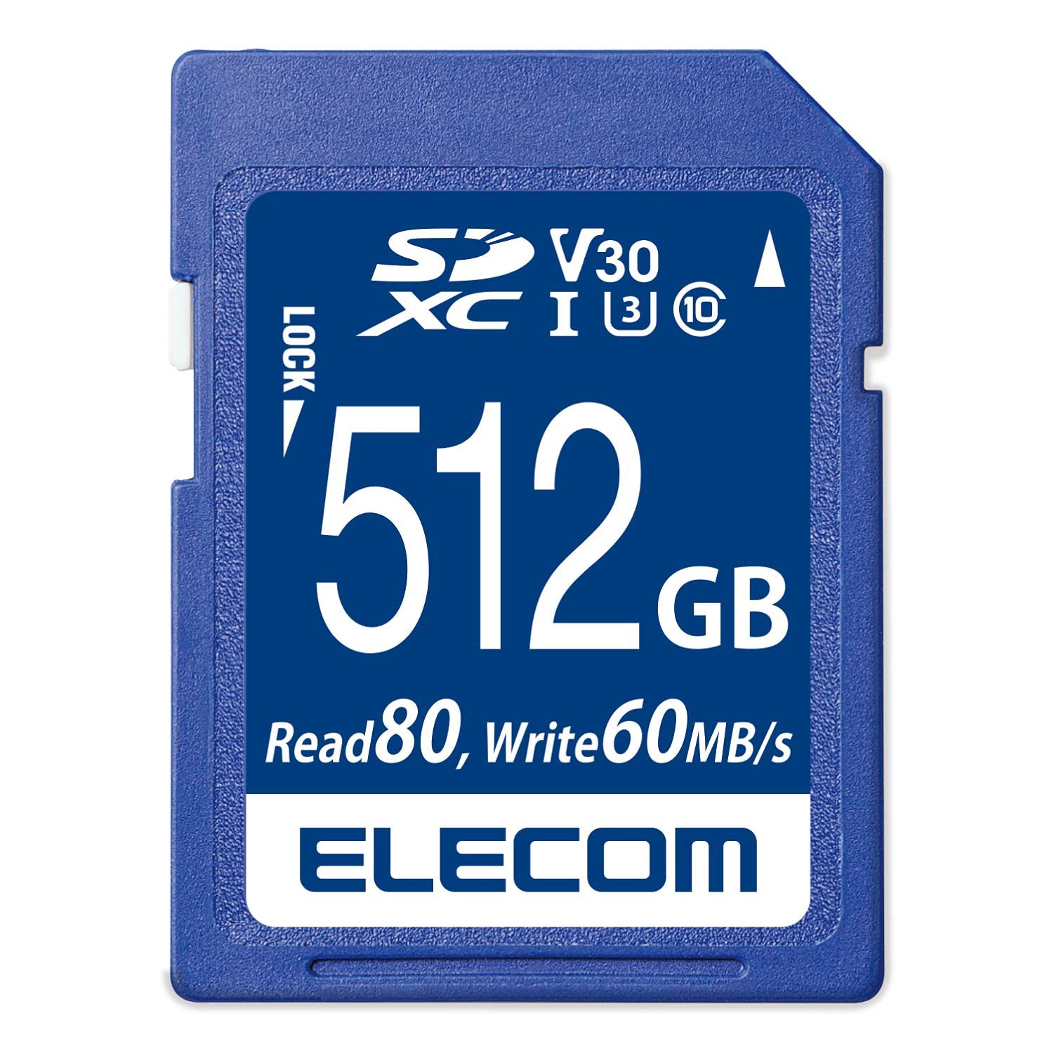 新品 エレコム SDカード 512GB SDXC ビデオスピードクラス対応 UHS-I U3 80MB/s データ復旧サービス付 MF-FS512GU13V3R