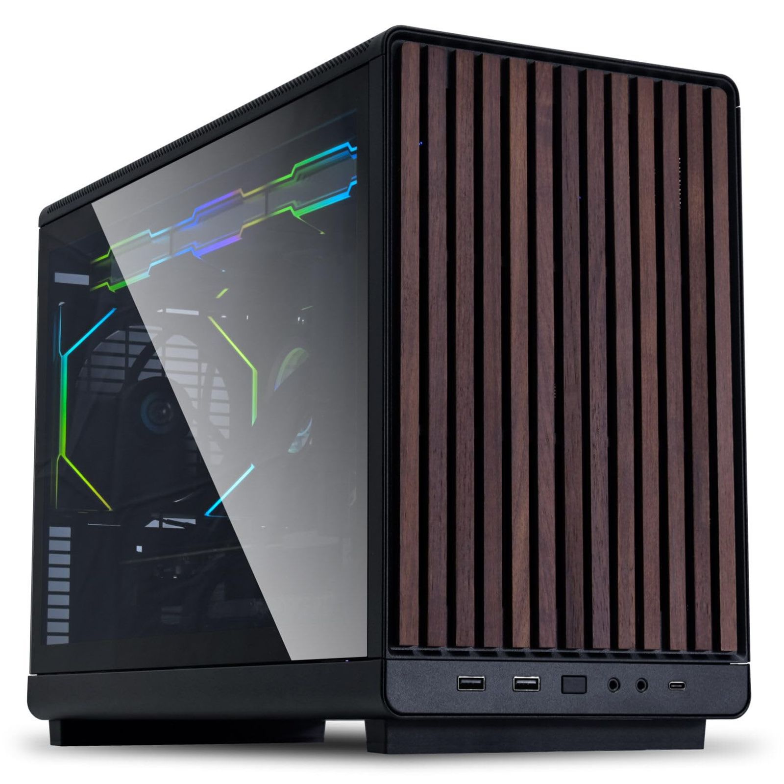 新品 LIANLI コンパクトPCケース A3-mATX-WDG Black 木製フロントパネル 強化ガラスサイドパネル 容量26.3リットル Micro ATX/Mini-ITX規格対応 360mmラジエーター搭載可能 ATX/SFX/SFX-L電源対応 日