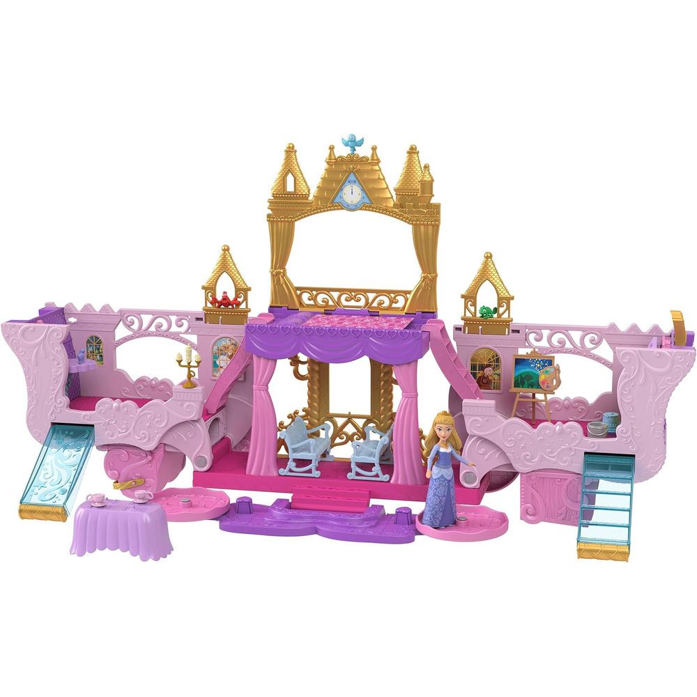 マテル ディズニープリンセス ピンクのおしろ～ばしゃがおしろにへんしん～ きせかえ人形・ハウス ままごと・ごっこ遊び オーロラ姫 ミニドール付き ピンク HWX17 3歳以上