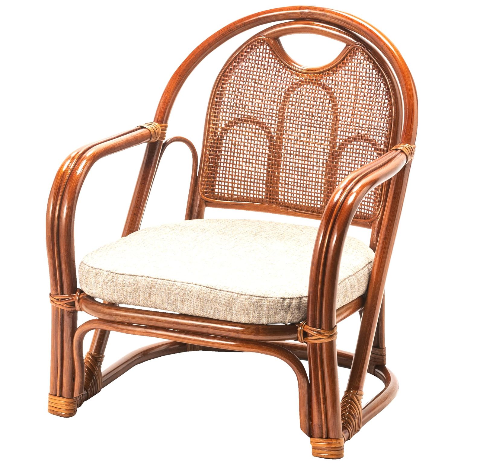 大竹産業 椅子 チェア 籐 ラタン ブラウン 47x49x56cm 籐らくらく椅子ロータイプ OTK-202-1Y 74299b8d