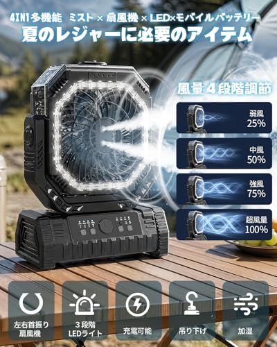 36000mAh大容量 ミストファン キャンプ 扇風機 アウトドアファン 機能 卓上扇風機 コードレス サーキュレーター DCモーター 静音 タイマー・リモコン付き LED ライト照明 350ml水タンク 瞬間冷却 自動首振り 4 段階風量 623ff18d 36000mAh大容量 ミストファン キャンプ 扇風機 アウトドアファン 機能 卓上扇風機 コードレス サーキュレーター DCモーター 静音 タイマー・リモコン付き LED ライト照明 350ml水タンク 瞬間冷却 自動首振り 4 段階風量 623ff18d