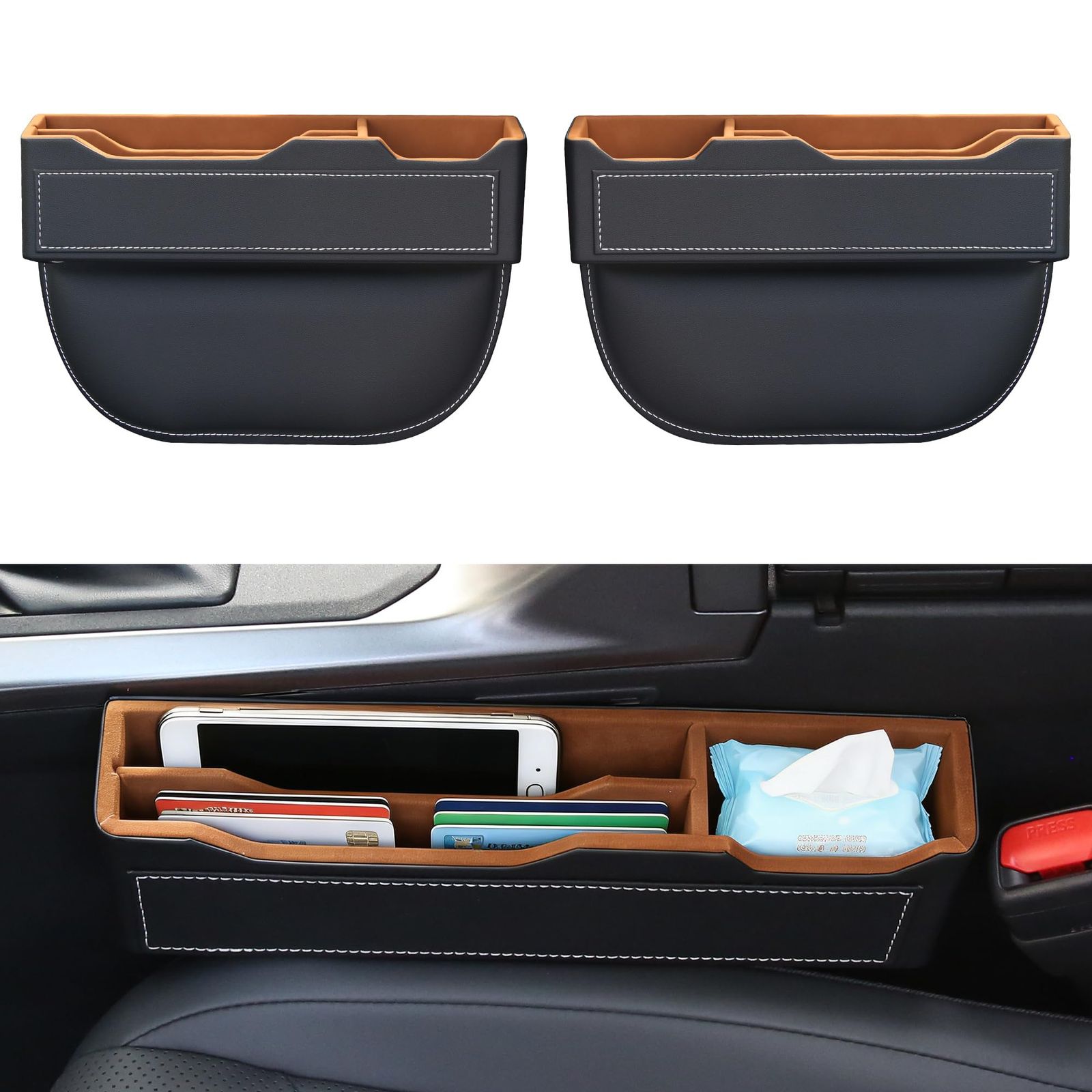 車 隙間クッション シートサイドポケット 隙間埋め 車隙間 シート 収納 小物 収納ボックス 収納スペース 多機能 カー用品 スマホ 財布 鍵 カード小物収納 幅広い車種に対応 転席 助手席用 2個入り送料無料 96e1f43a