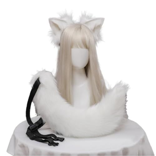 狼 コスプレ 耳 しっぽ ケモ耳 キツネ ハロウィン 白きつね 耳しっぽセット (ホワイト)pms d57dffbe