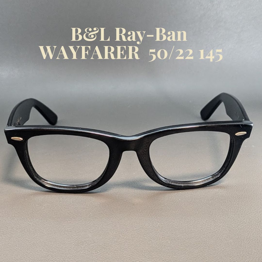 アメリカ製 ヴィンテージ B&L Ray-Ban ウェイファーラー 50/22 ブラック アセテート ウェリントン メガネ サングラス ボシュロム