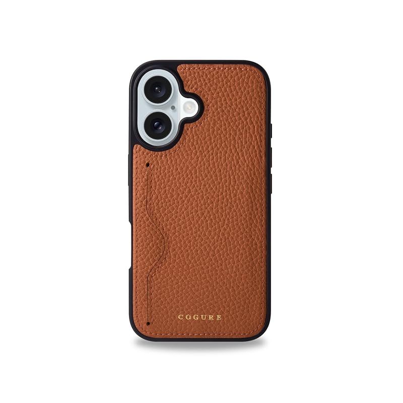 COGURE コグレ iPhone16 ケース 本革 シュリンクカーフレザー カード入れ シンプル おしゃれ ギフトボックス付き COPC1 キャラメル【Caramel】