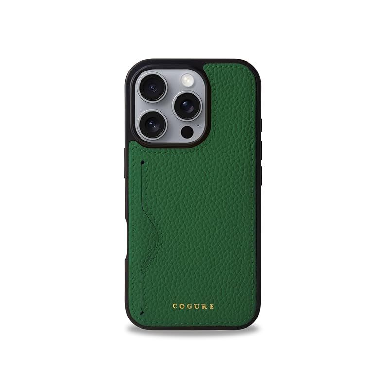 COGURE コグレ iPhone16Pro ケース 本革 シュリンクカーフレザー カード入れ シンプル おしゃれ ギフトボックス付き COPC1 グリーン【Green】