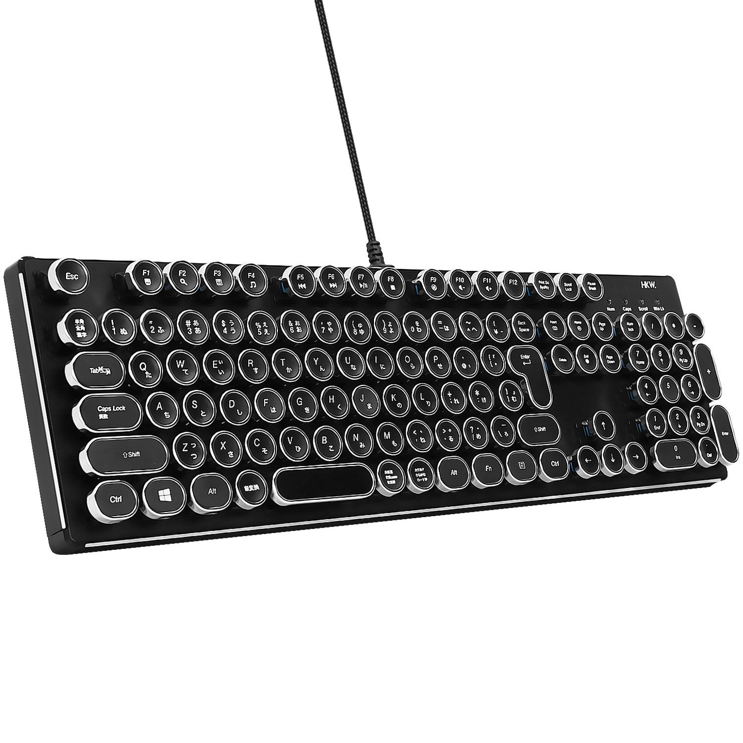 HKW タイプライター風メカニカルキーボード 青軸 JIS規格 109キー USB有線 日本語キーボード (シルバー)″mn 21ac58fd HKW タイプライター風メカニカルキーボード 青軸 JIS規格 109キー USB有線 日本語キーボード (シルバー)″mn 21ac58fd