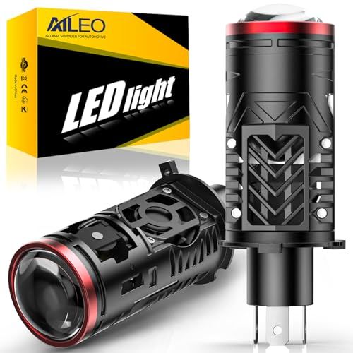 AILEO H4 LED プロジェクターヘッドライトバルブ 第2世代 ミニレーザープロジェクター搭載 爆光 20000LM 6000K ホワイト Hi/Lo切替 1550% 明るい カスタムIC 12V 右ハンドル車対応 2個セット(沖縄・離 fce6c79f