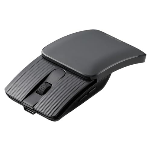 サンワダイレクト 小型マウス 折りたたみ Bluetooth 静音 5ボタン 戻る・進むボタン搭載 ホイールボタン搭載 Mac/iPad/iPhone/Android対応 充電式 ブルーLED ポーチ付き 持ち運び コンパクト ブラック 40 0a1a9581
