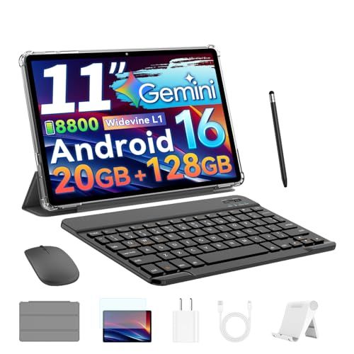 最新Android16タブレット SVITOO セット版 タブレット 11 インチ キーボード付き WiFiモデル 20GB+128GB 1TB拡張 8800mAh Widevine L1 大画面 Gemini AI 8コア 画面分割 無線投 d4d15432