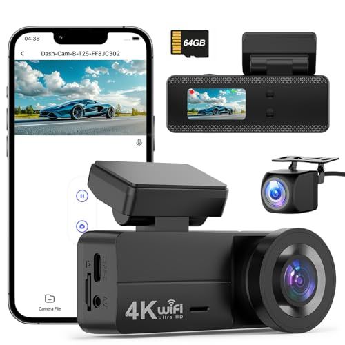 CHORTAU 新版ドライブレコーダー ドラレコ 前後カメラ 4K UHD 800万画素+1080PフルHD HDR/WDR補正 5GWIFI 170度広角視野 64GBカード付き F1.8大口径レンズ IPS液晶大画面2.99インチ LED 7cb314ca
