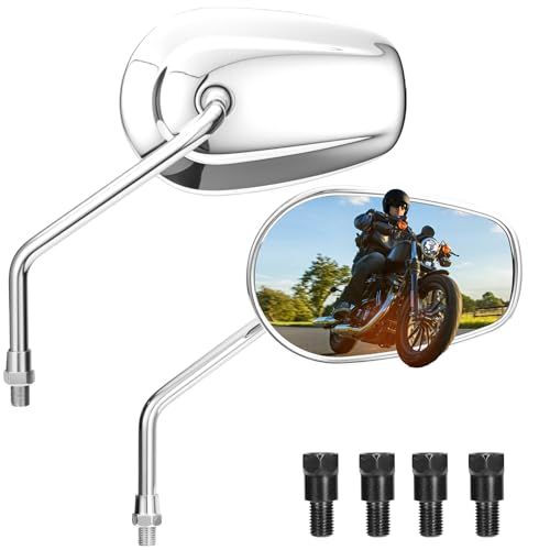 KEMIMOTO バイク ミラー 10mm 左右セット オフロードミラー 360°調整可能 汎用 取付簡単 楕円 ホンダ/カワサキ/スズキ/モンキー/ハンターカブ/グロム/セロー/クロスカブ/MT-07/MT-09/pcx シルバー KM31 ae4afba0