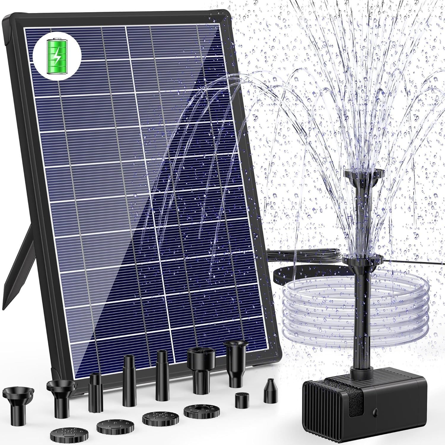 Biling ソーラー噴水ポンプ 屋外 8W 太陽光発電 3600mAh内蔵電池 酸素供給 水循環 8種類ノズル付き 電気代0円 池 ビオトープ プール バードバス 水耕栽培 庭園装飾用″mn b408cc95