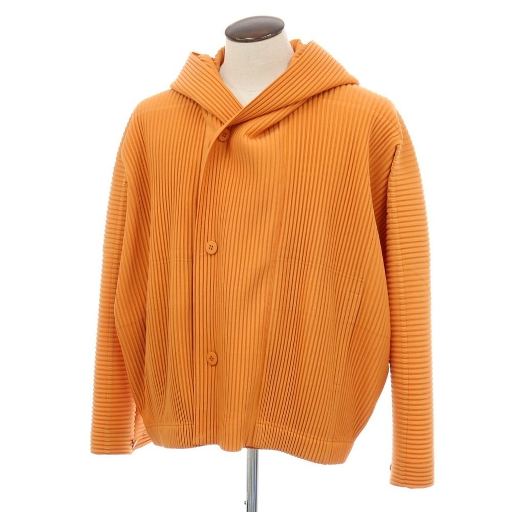 【中古】オム プリッセ イッセイミヤケ HOMME PLISSE ISSEY MIYAKE 2026年春夏 プリーツ フーデッドブルゾン ライトオレンジ【サイズ表記なし（L位）】【メンズ】