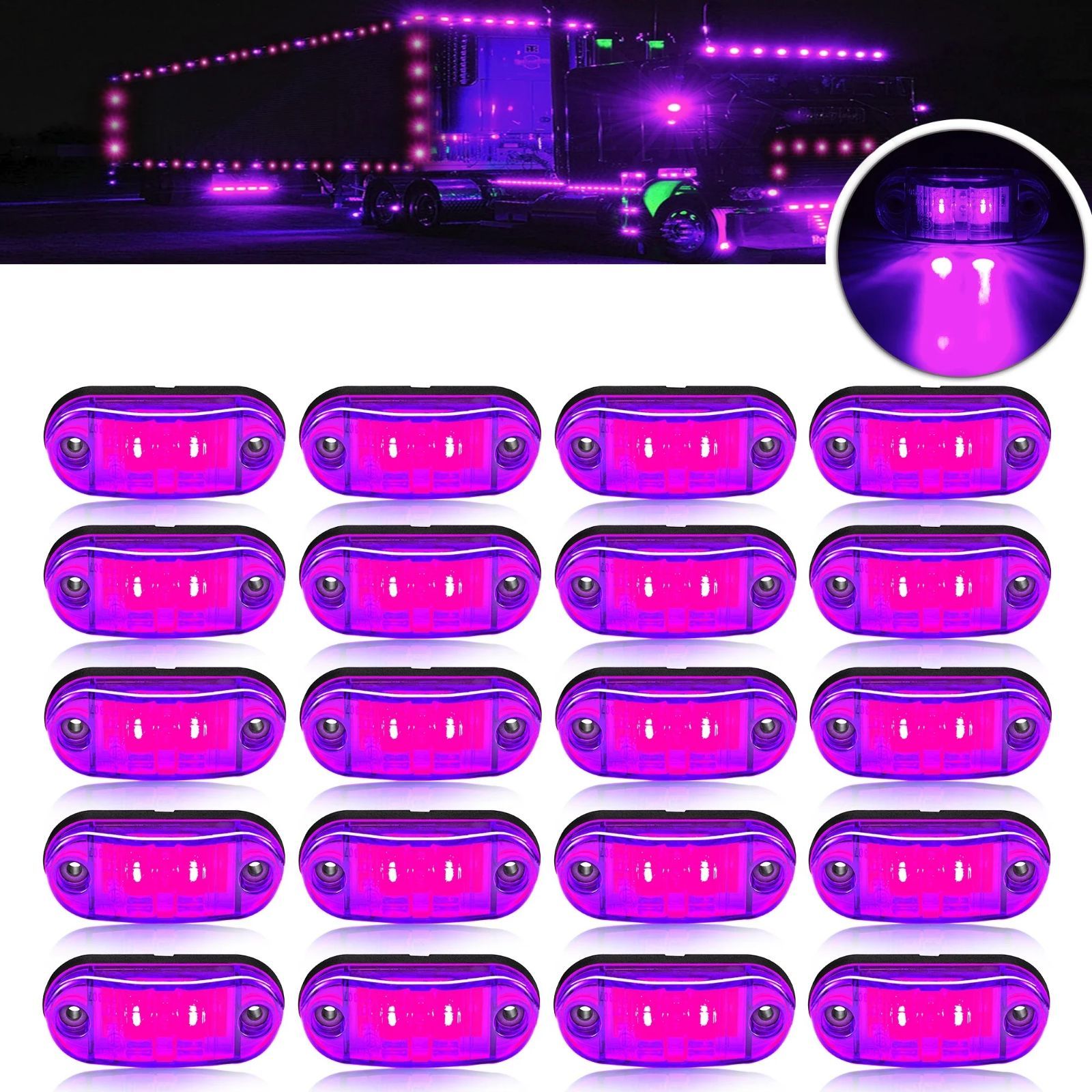 20/10/4 個 2 楕円形 LED LED ライトサイドマーカーライトトレーラートラックキャラ