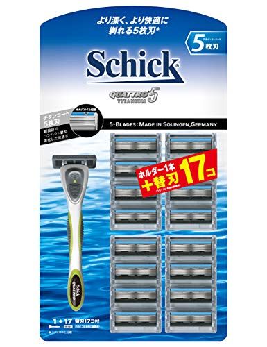 Schick(シック) クアトロ5チタニウム 5枚刃 クラブパック ホルダー(刃付き+替刃16コ入) 髭剃り カミソリt 917d87f5