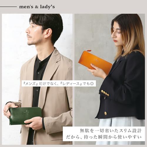 [BLUE SINCERE] 財布 本革 イタリアンレザー メンズ 本革 長財布 極薄0.8cm RFID スキミング防止 L字ラウンドファスナー カード8枚 ギフトボックス付き / ILW1 (ディープグリーン)pms 69f9c206