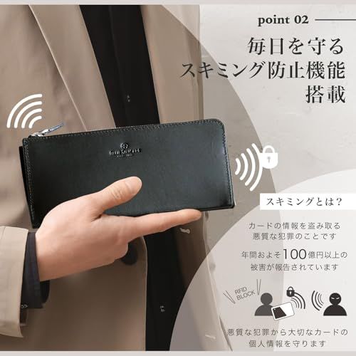 [BLUE SINCERE] 財布 本革 イタリアンレザー メンズ 本革 長財布 極薄0.8cm RFID スキミング防止 L字ラウンドファスナー カード8枚 ギフトボックス付き / ILW1 (ディープグリーン)pms 69f9c206