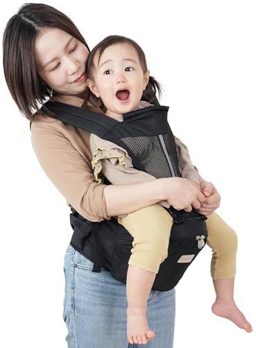 【保育士推薦×ベビモこどもに掲載】ヒップシート 抱っこ紐 抱っこひも だっこひも おんぶ紐 ベビーキャリア ウエストポーチ バッグ 赤ちゃん plaisiureux（プレジュール）(ブラック)pms d9115648