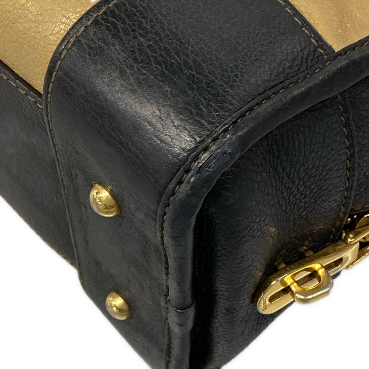 LOEWE(ロエベ) ハンドバッグ アマソナ28 ベージュ×黒×ダークブラウン 