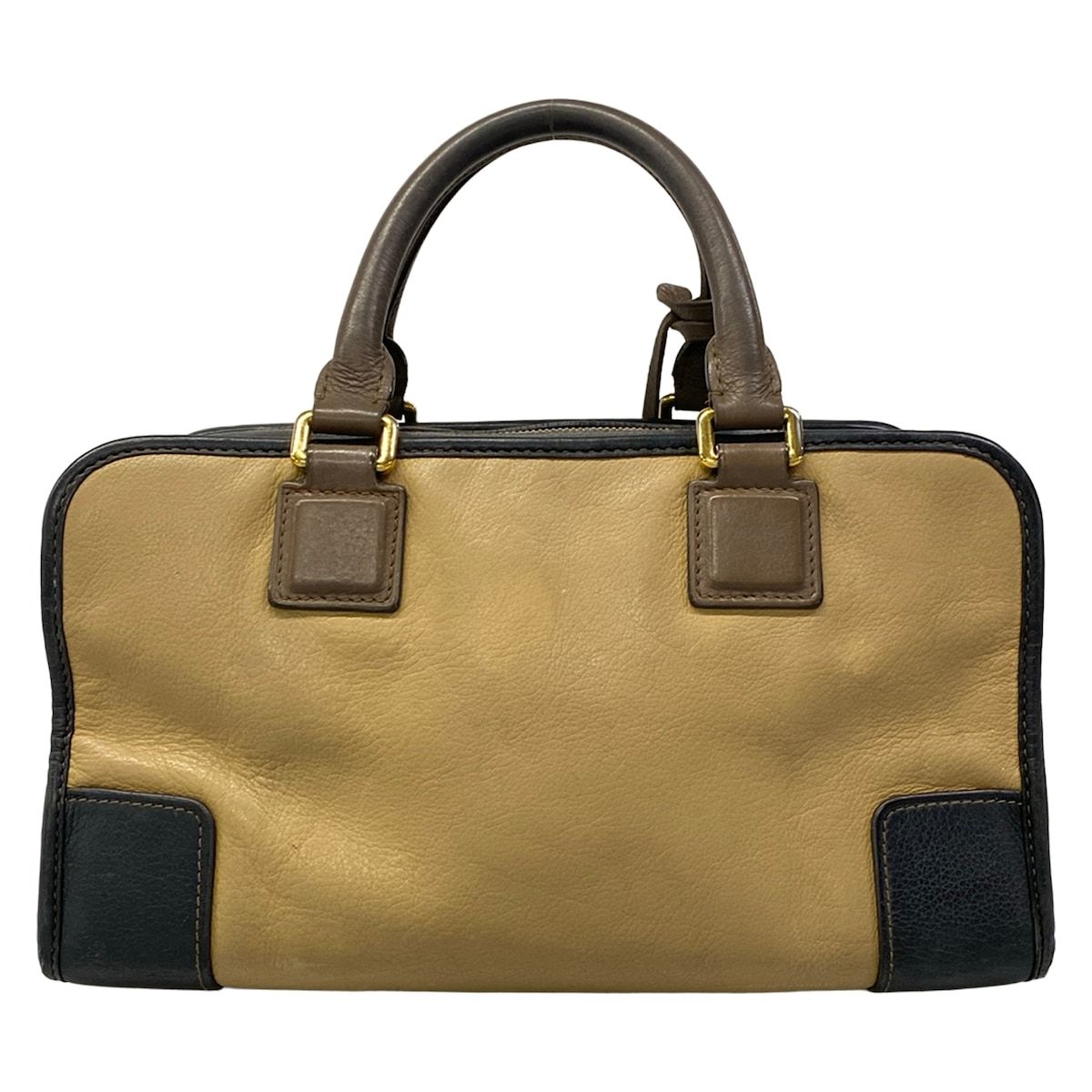 LOEWE(ロエベ) ハンドバッグ アマソナ28 ベージュ×黒×ダークブラウン 