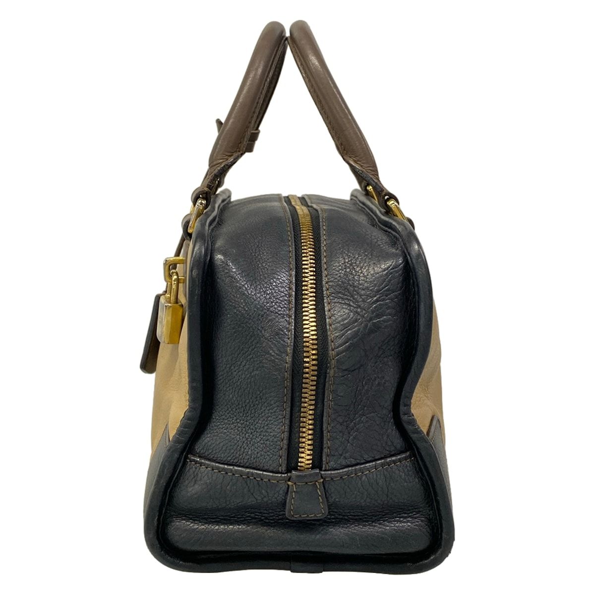 LOEWE(ロエベ) ハンドバッグ アマソナ28 ベージュ×黒×ダークブラウン 
