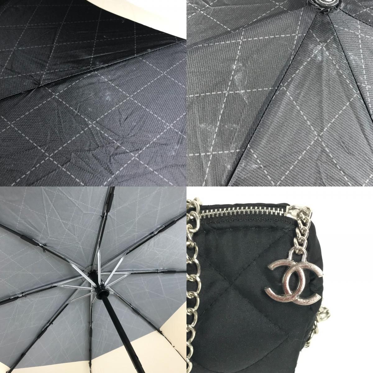 CHANEL シャネル 傘 折り畳み傘 アンブレラ ナイロン ブラック - メルカリ