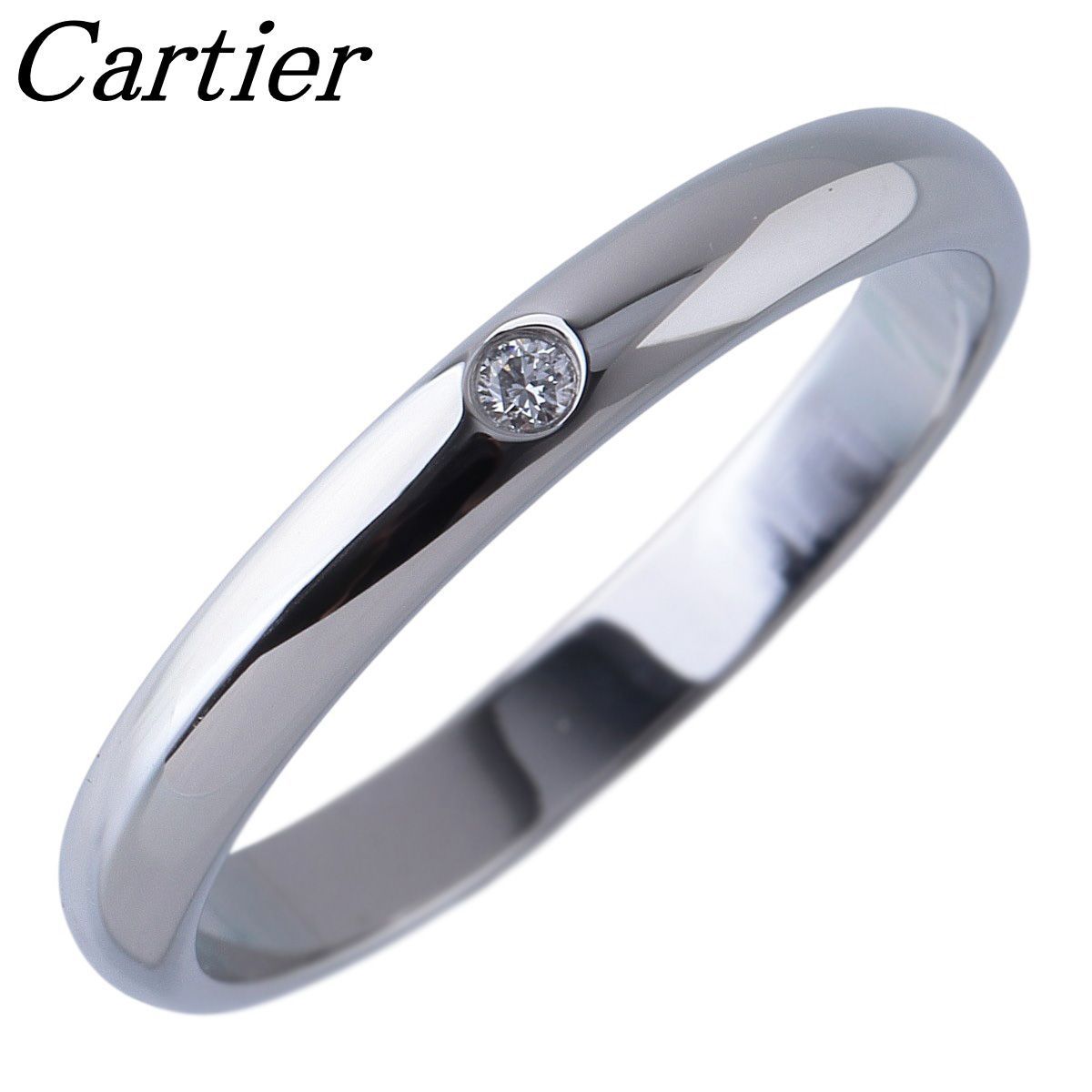 カルティエ ダイヤ リング 1895 ウェディング 1PD #50 幅2.5mm Pt950 新品仕上げ済 Cartier【26184】