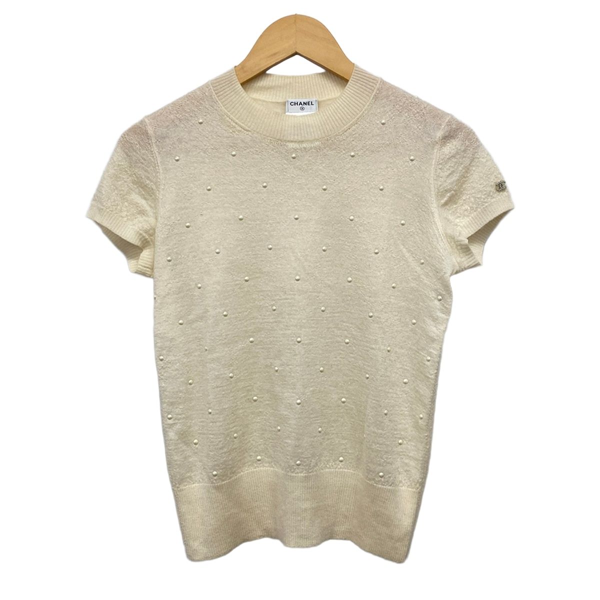 CHANEL(シャネル) 半袖セーター サイズ36 S レディース P50076 アイボリー フェイクパール