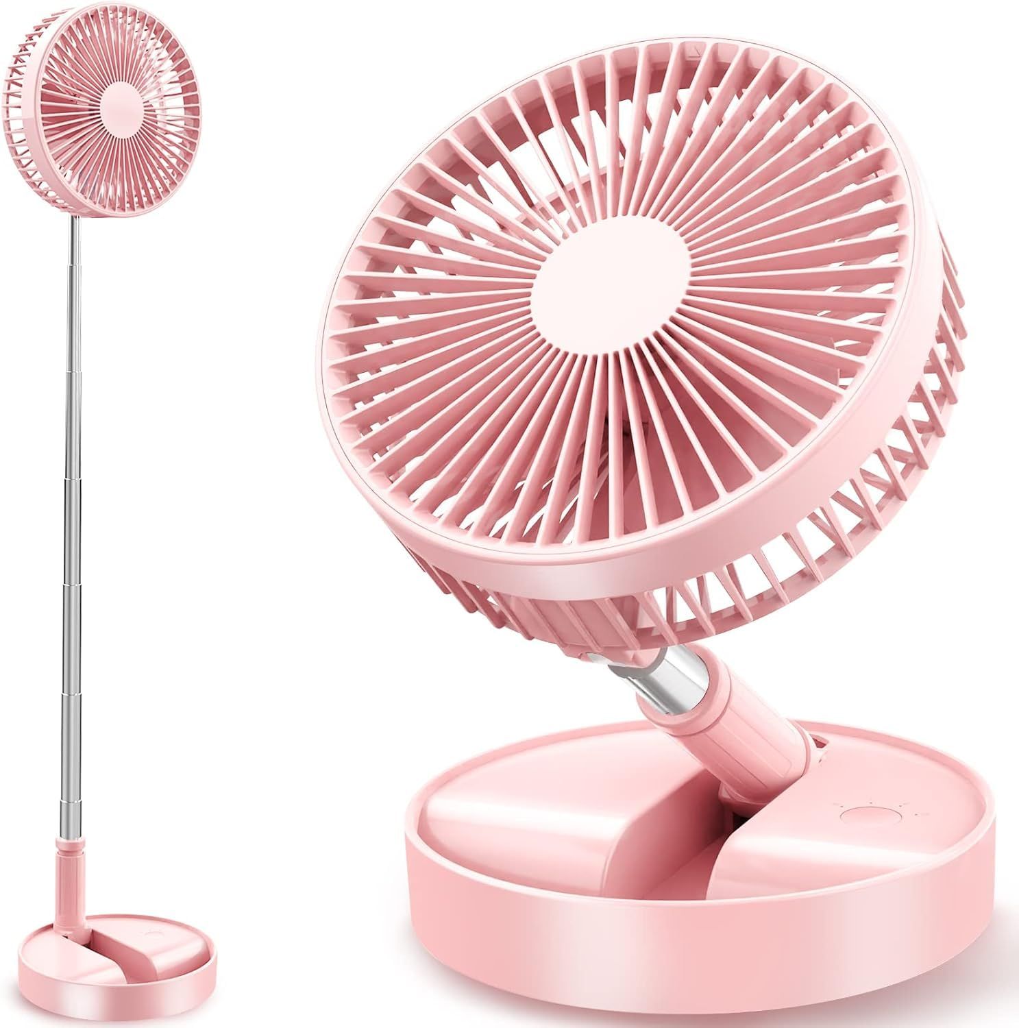 扇風機 折りたたみ/充電式 7200mAh｜静音DCモーター・省エネ｜卓上/スタンド兼用 高さ調整 4段階風量 ピンクe 33d1c73f