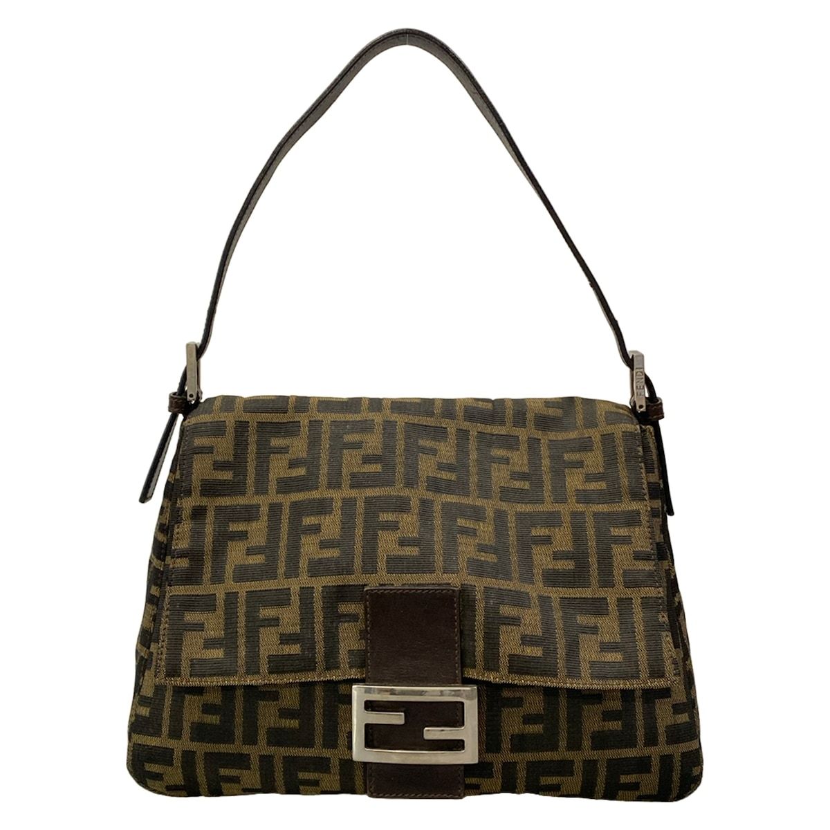 FENDI(フェンディ) ショルダーバッグ マンマバケット,ズッカ柄 26325 ベージュ×黒×ダークブラウン レザー 84,425円