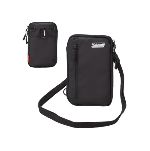 エツミ & Coleman (コールマン) コラボレーションモデル スマートポーチ ブラック スマートショルダーポーチ ショルダーベルト付属 iPhone, Galaxy, Google Pixel, Xperia など対応 汎用スマホケース 7c7b9748